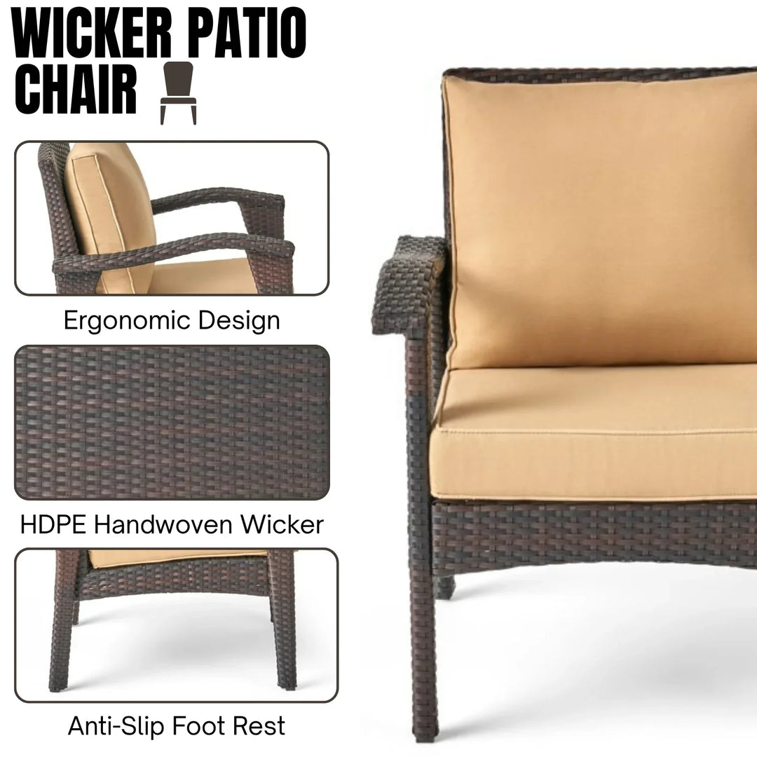 Yoko Brown 8 Seater Outdoor Wicker Conversation Set