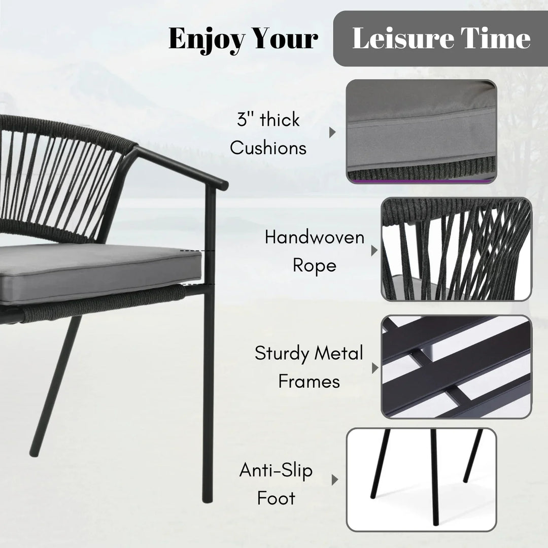 Shiori 4-Piece Outdoor Rope Patio Dining Chairs