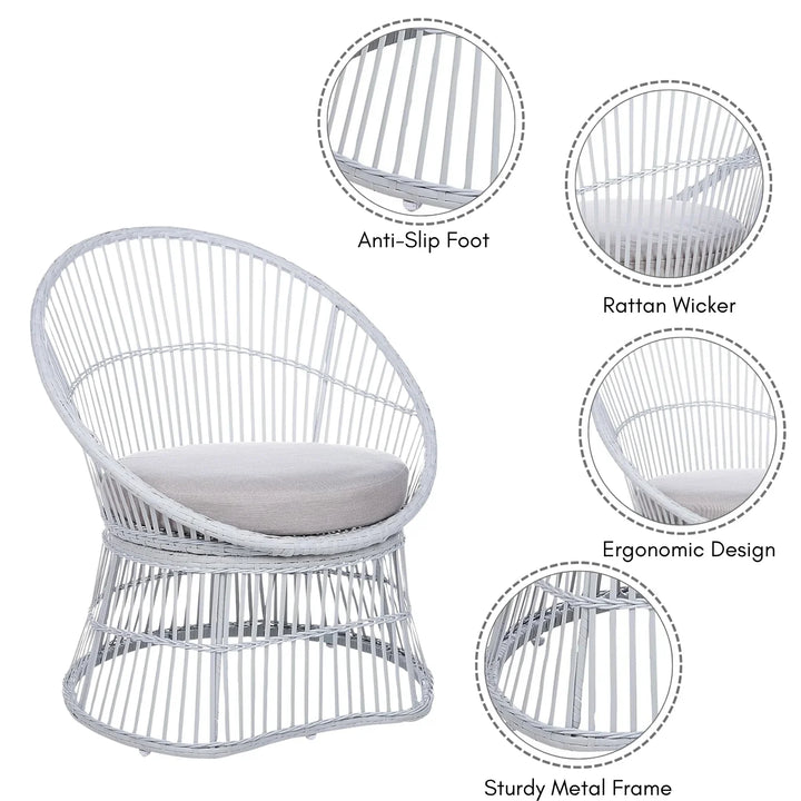 Liora Outdoor Rope Patio Set with Glass Top Table