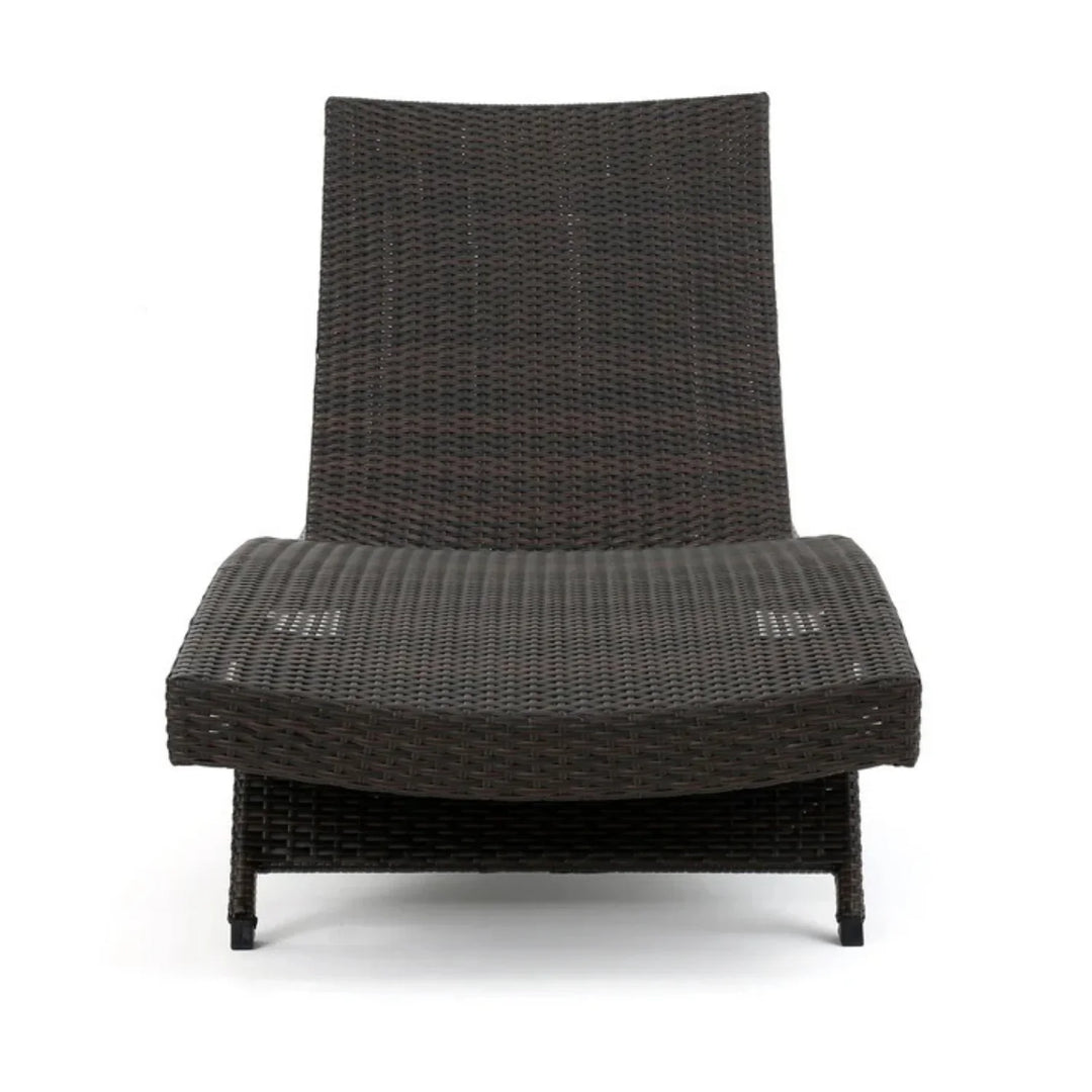 Udita Outdoor All-Weather HDPE Wicker Rattan Sunlounger Recliner with Side Table