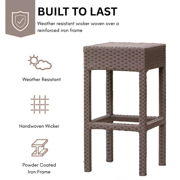 Niharika 7-Piece Outdoor Rattan Wicker Bar Set with Wicker Top Table