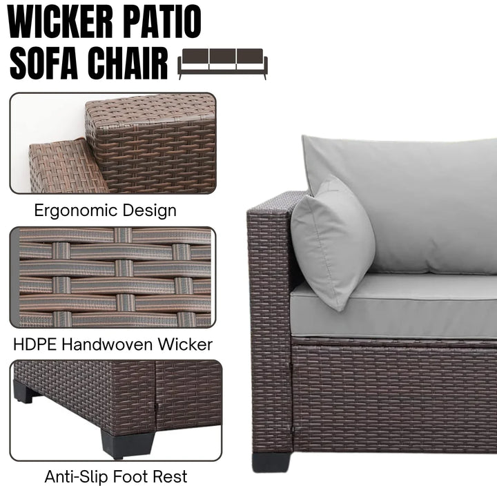 Raquel 3-Seater Outdoor Rattan Wicker Patio Sofa