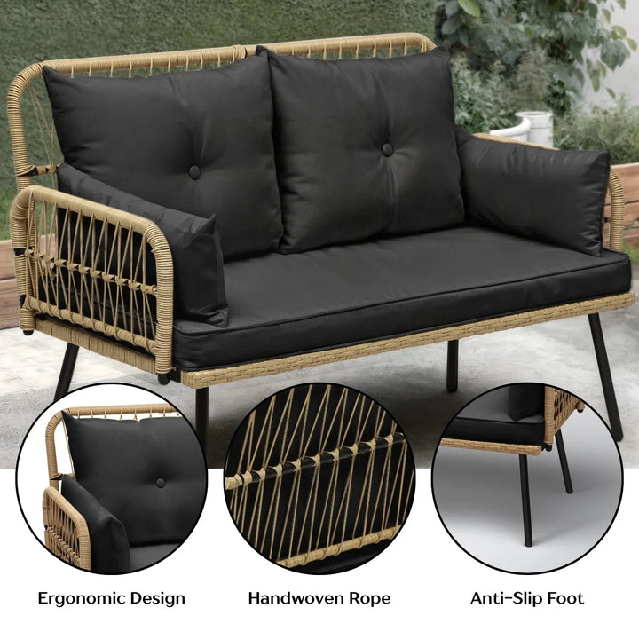 Haisley Outdoor Rope Loveseat Sofa