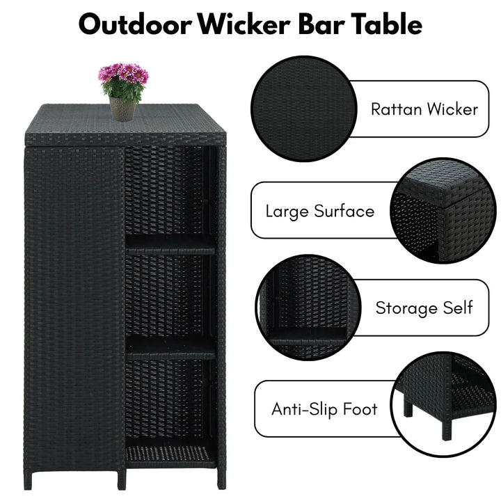 Jacinta Outdoor Rattan Wicker Bar Table with High-Top Design