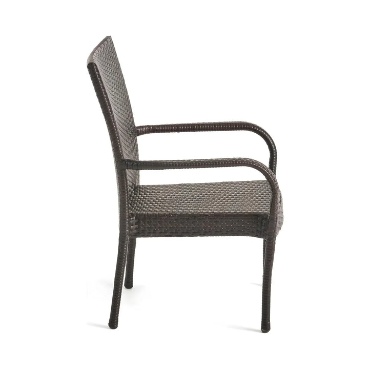 Elham Outdoor All-Weather Resistant Rattan Wicker 5-Piece Dining Set (Dark Brown)