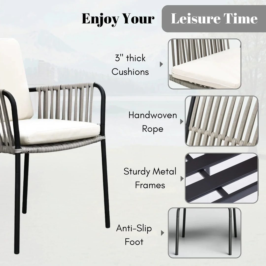 Sakshi 2-Piece Outdoor Rope Patio Dining Chairs