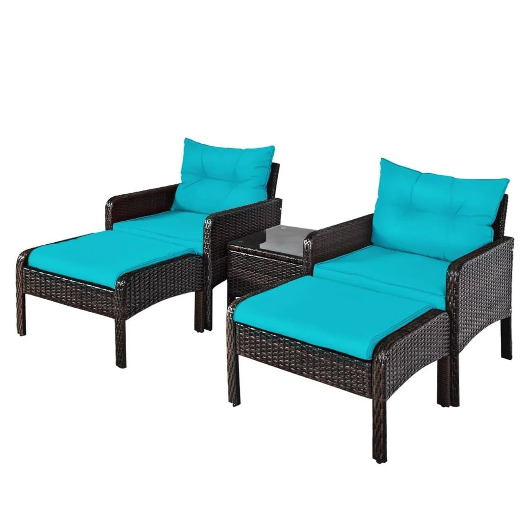 Saphira Outdoor Wicker 5-Piece Patio Sofa Set