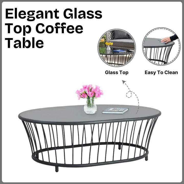 Yasmeen Outdoor Grey Rope 4 Piece Patio Sofa Set with Dark Grey Cushions