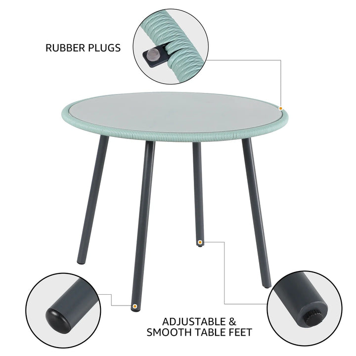 Piel Outdoor Patio Seating Set 4 Chairs and 1 Table Set (Turquoise)