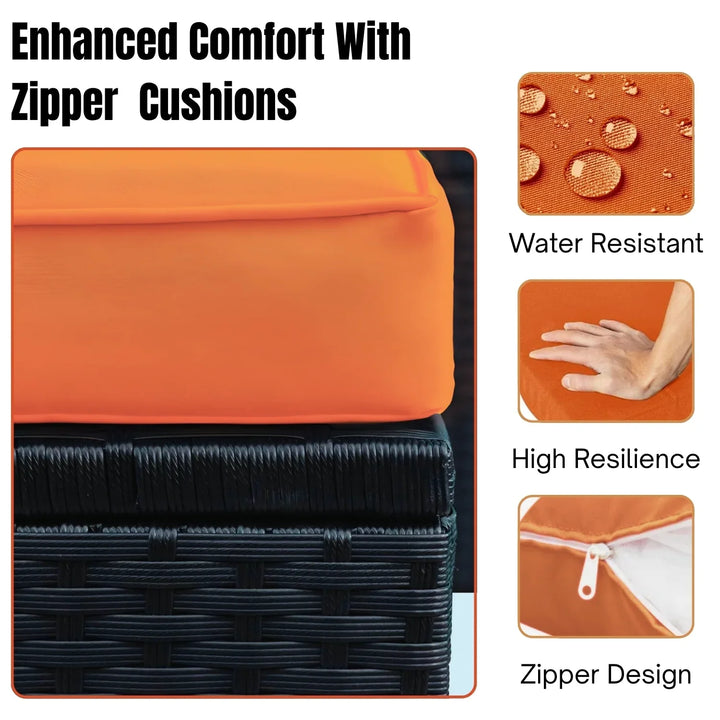 Samah Outdoor Garden Conversation Sofa Set (Black/Orange)