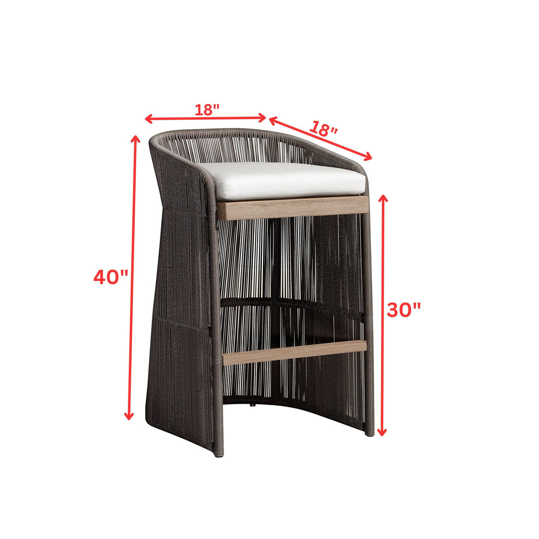 Erim Outdoor Patio Bar Chair 2 Chair For Balcony Braided & Rope