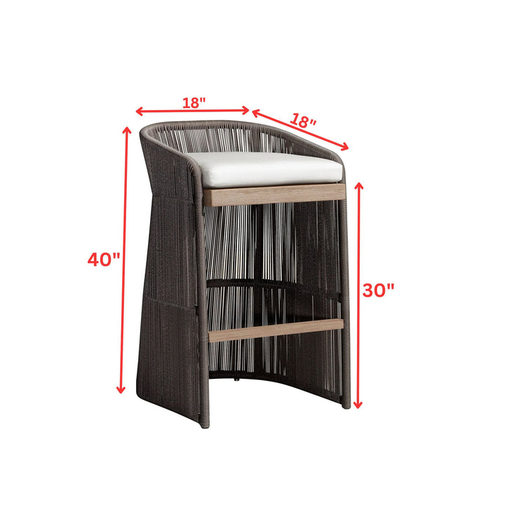 Erim Outdoor Patio Bar Chair 2 Chair For Balcony Braided & Rope