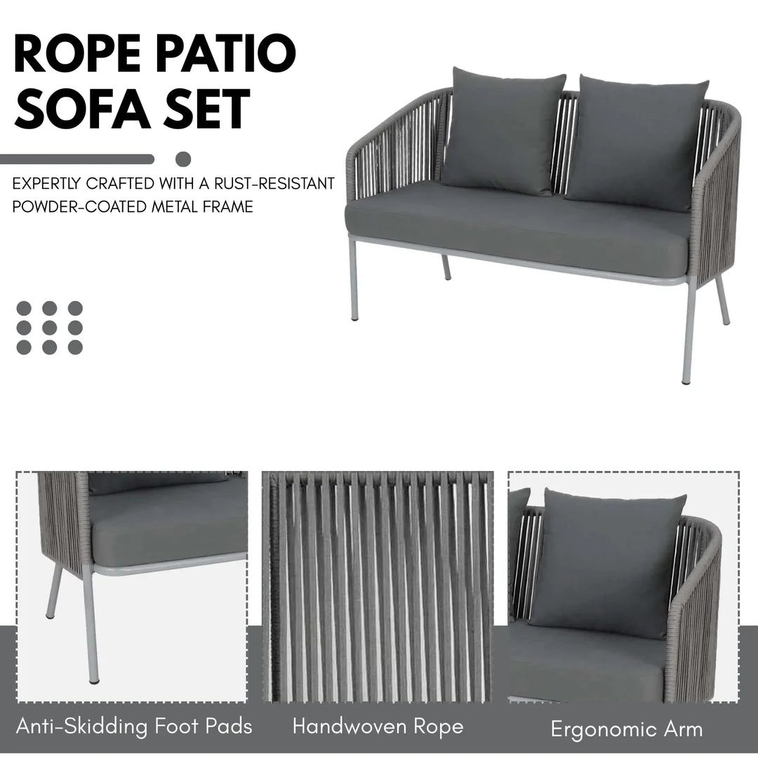 Falguni Outdoor 4 Piece Modern Woven Rope Sofa Set