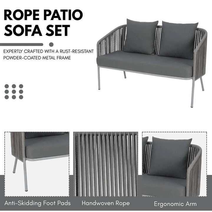 Falguni Outdoor 4 Piece Modern Woven Rope Sofa Set