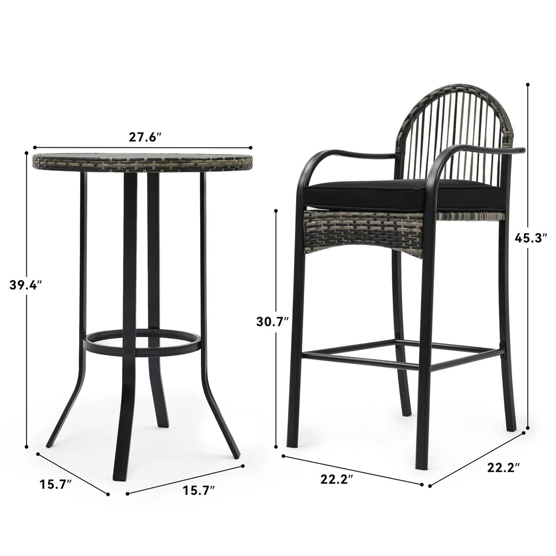 Chairio Outdoor Bar Sets 2 Chairs and 1 Table Patio Bar Set
