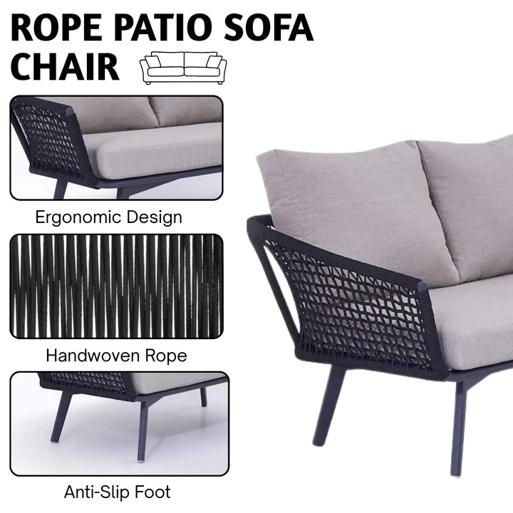 Lumi 2-Piece Outdoor Rope Loveseat Sofa With Ottoman