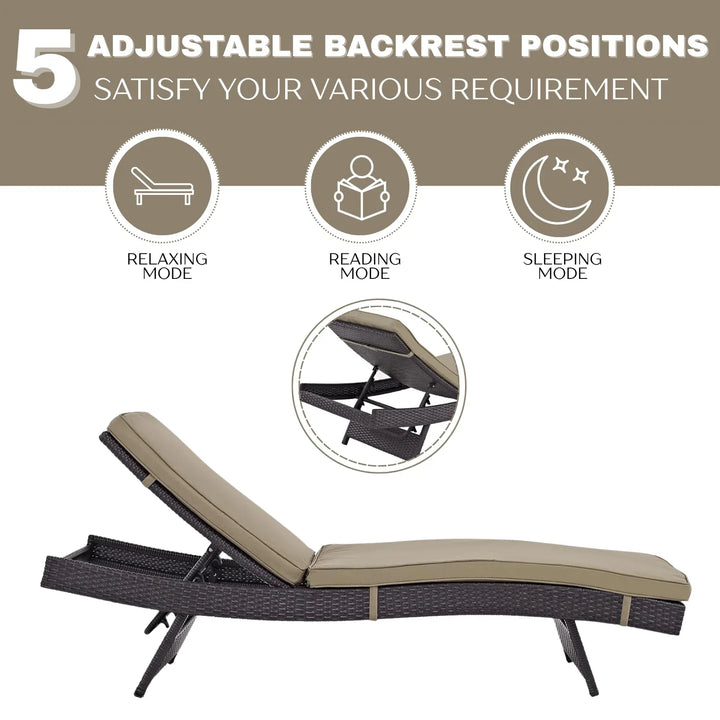 Virtudes Outdoor Rattan Wicker Chaise Lounger For Poolside