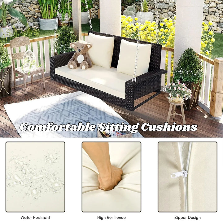 Yumiko Dark Brown Rattan Wicker Two Seater Sofa Swing