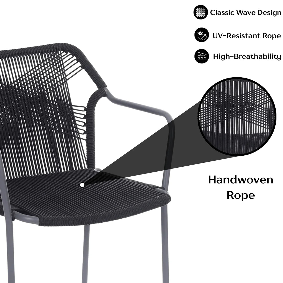 Evelina 3-Piece Outdoor Grey Rope Patio Set