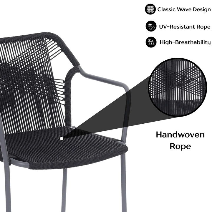 Evelina 3-Piece Outdoor Grey Rope Patio Set