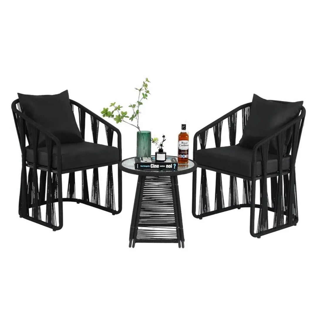 Greer Outdoor Rope 3-Piece Patio Set
