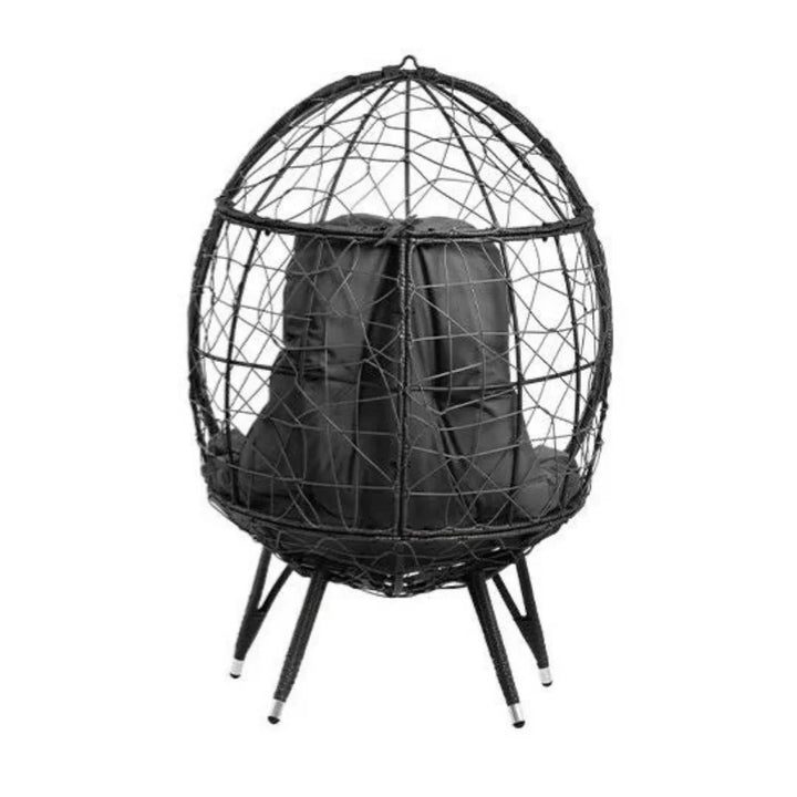 Zahida Outdoor All-Weather Wicker Egg Chair (Grey)