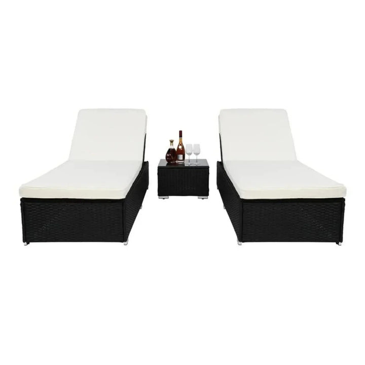 Zinnia Outdoor Wicker Lounge Chairs Set of 2 With Side Table