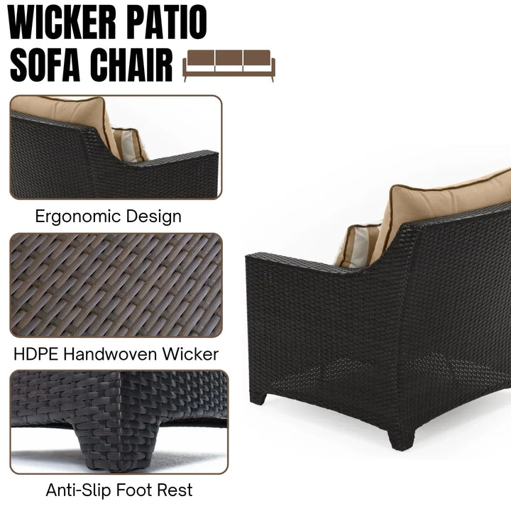 Hiya Outdoor All-Weather Rattan Wicker Three Seater Sofa