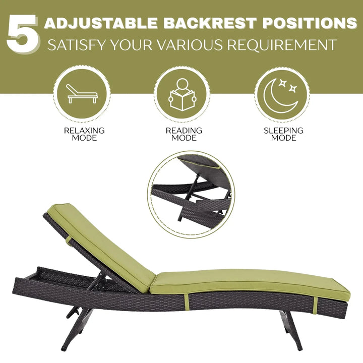 Jutta Outdoor Rattan Wicker Chaise Lounger For Poolside