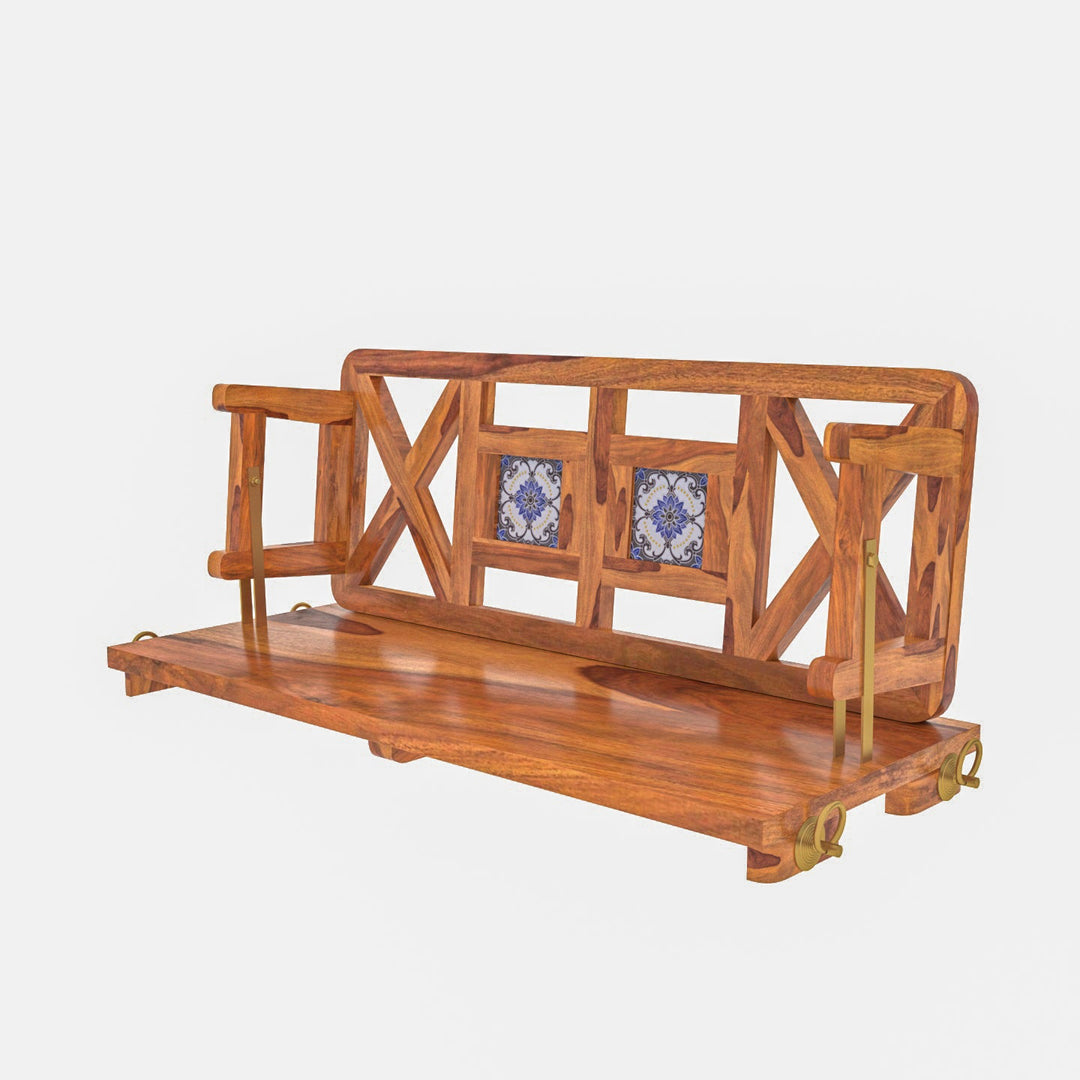 Hiya Modern Castle Style Tile Fitted Wooden Handmade Swing for Home