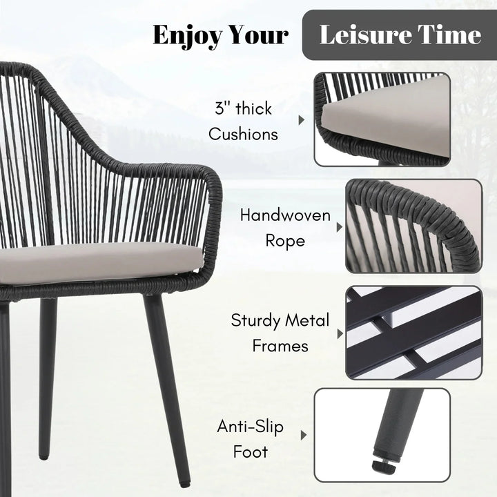 Yolanda 2-Piece Outdoor Rope Patio Dining Chairs