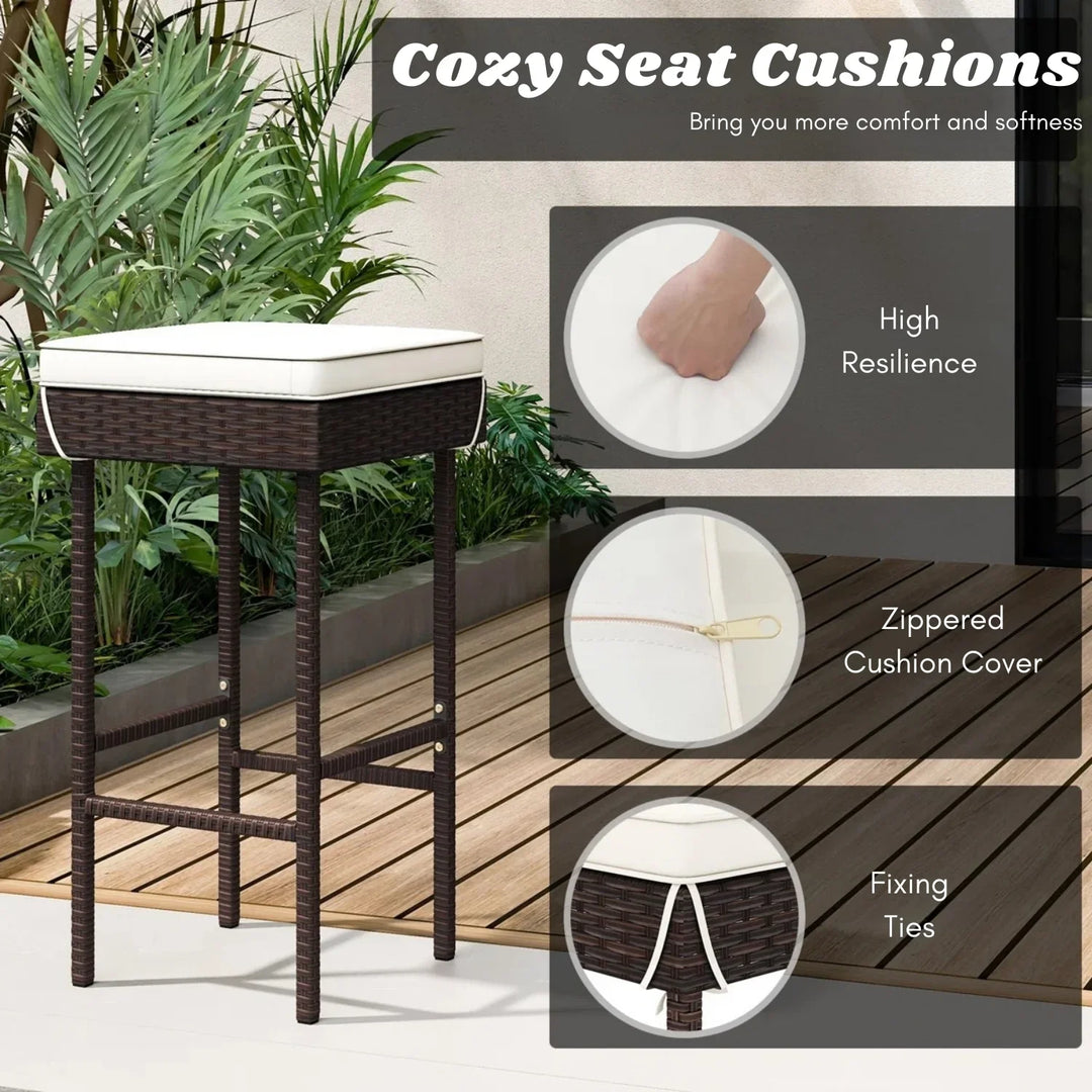 Lourdes 2-Piece Rattan Wicker Patio Bar Stools