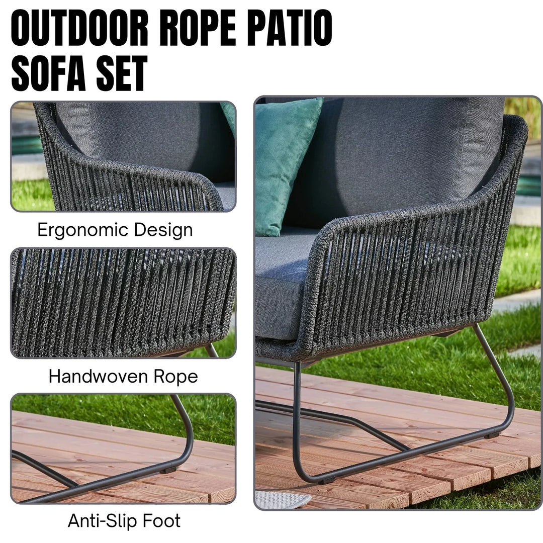 Shan 5-Seater L-Shape Outdoor Rope Sofa Set