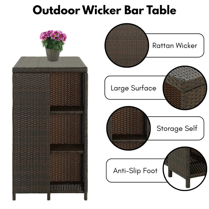 Maravilla Outdoor Rattan Wicker Bar Table with High-Top Design