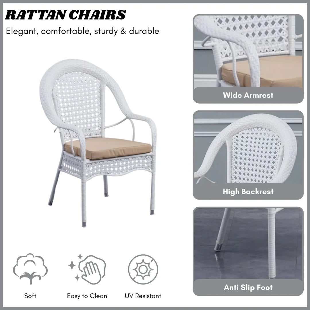 Dalal Outdoor All-Weather Resistant Rattan Wicker 5-Piece Dining Set