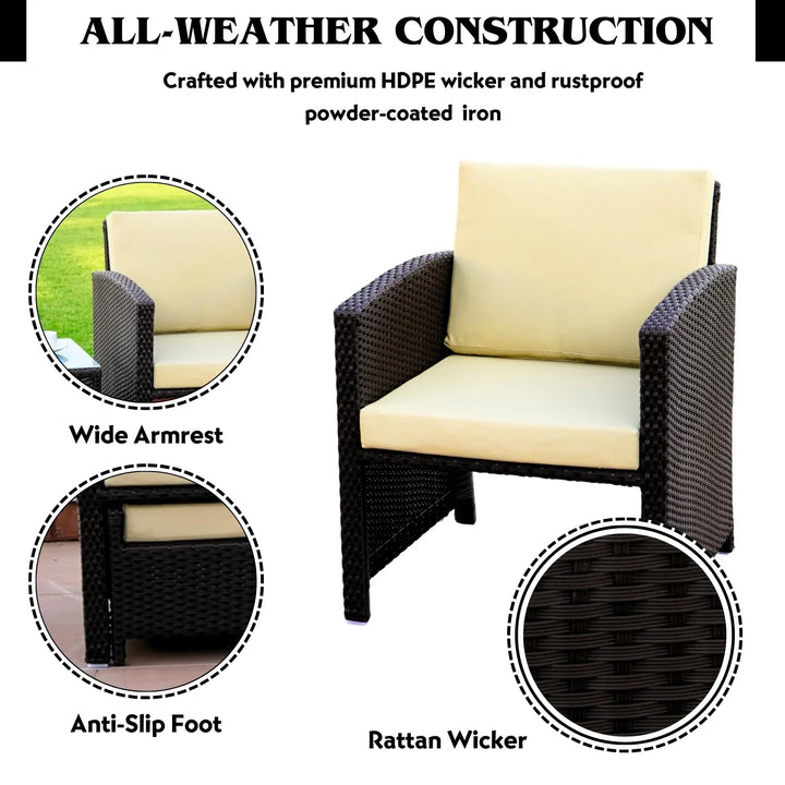 Zeenat Outdoor 5 Piece Patio Wicker All Weather Sectional Furniture Set