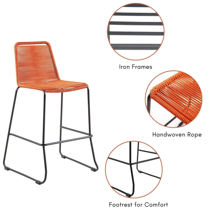 Trisha 2-Piece Outdoor Rope Bar Chairs – Stylish Comfort Built to Last