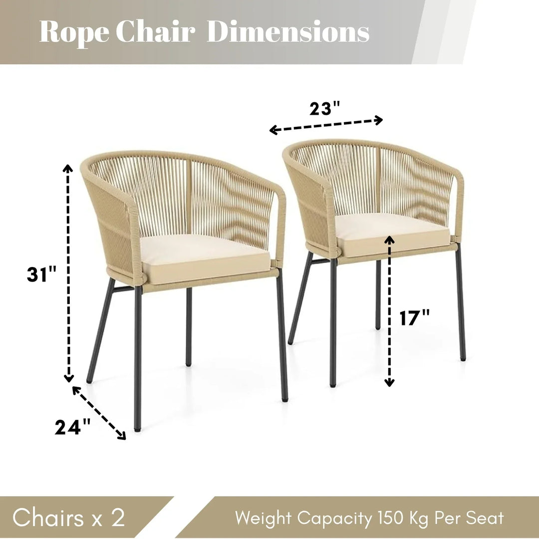 Simran 2-Piece Outdoor Rope Patio Dining Chairs