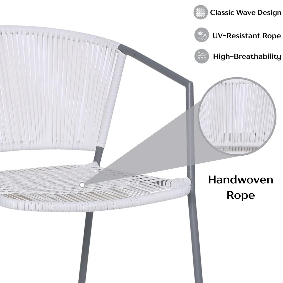 Celestia 3-Piece Outdoor White Rope Patio Set
