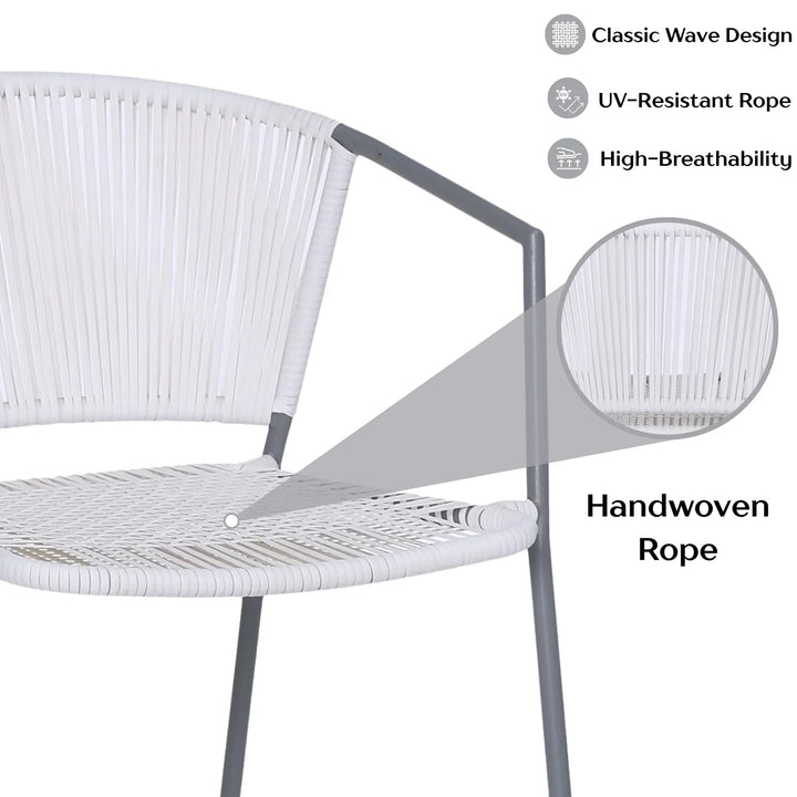 Celestia 3-Piece Outdoor White Rope Patio Set