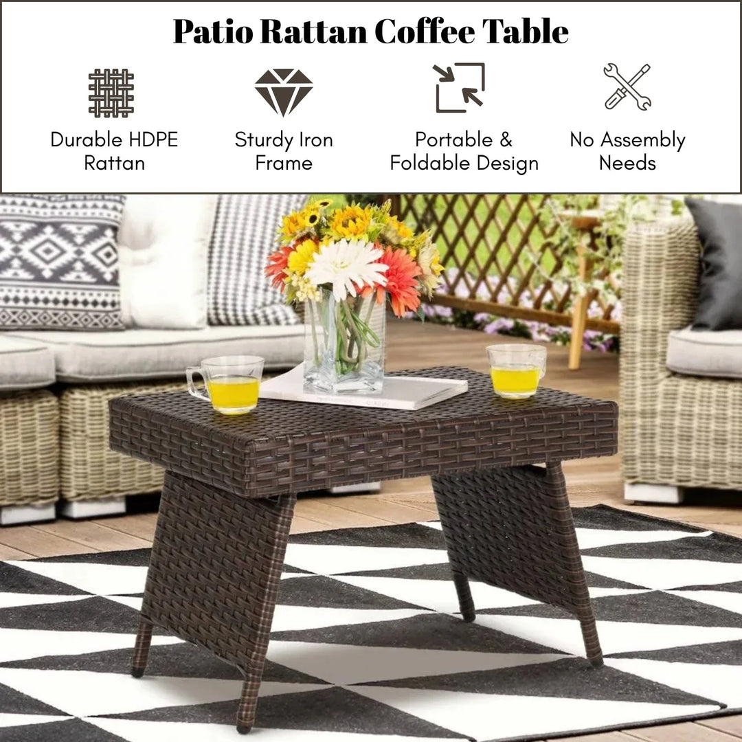 Ayotunde Outdoor Rattan Wicker Foldable Table