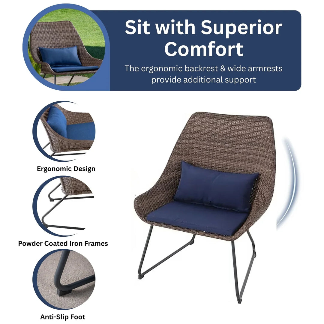 Dorothea Outdoor Rattan Wicker 3-Piece Patio Set