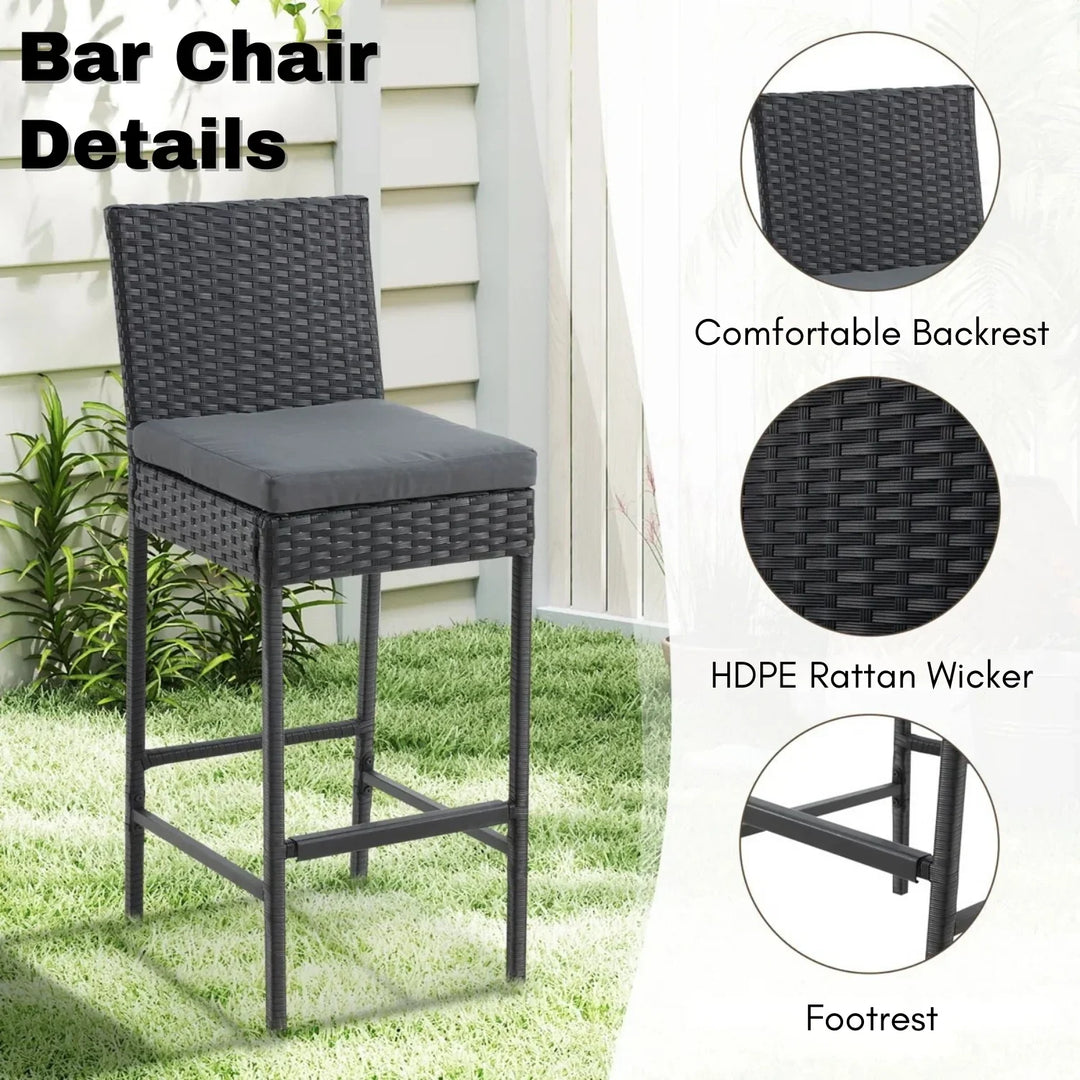 Yvette 5-Piece Outdoor Rattan Wicker Bar Set with Wicker Top Table