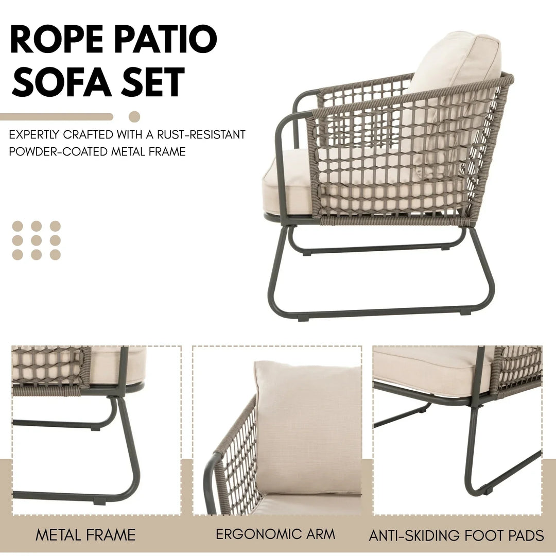 Clementine 4 Piece Outdoor All-Weather Rope Sofa Set