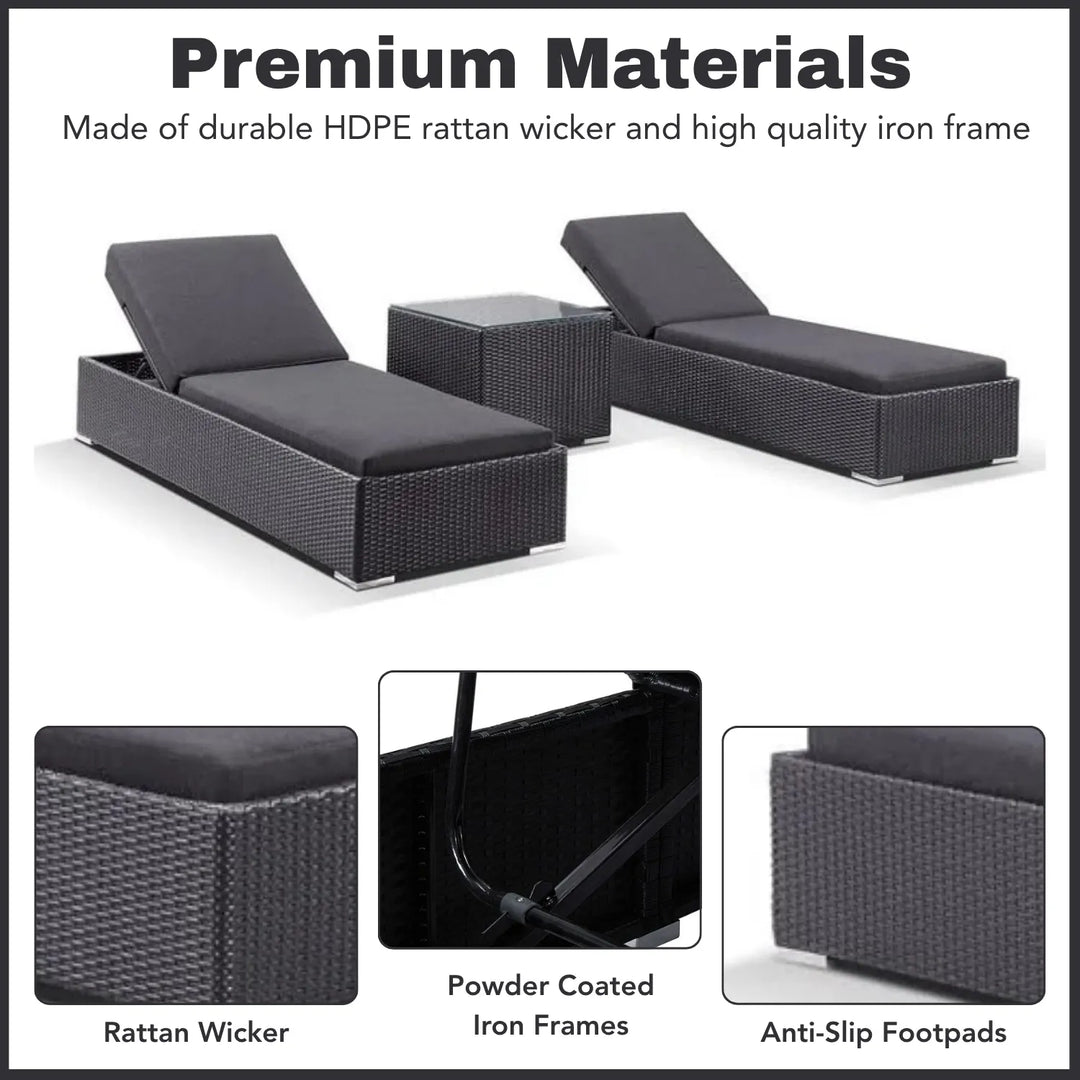 Outdoor Wicker Lounge Chairs Set of 2