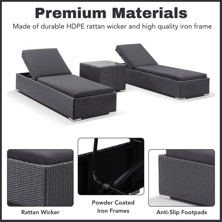 Outdoor Wicker Lounge Chairs Set of 2