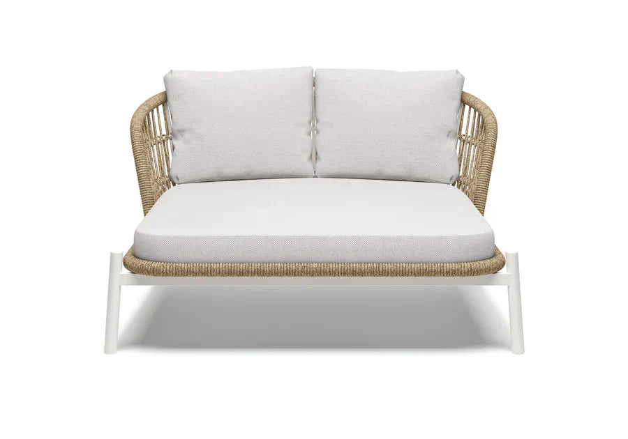 Ecer Outdoor Poolside Sunbed With Cushion Daybed Braided & Rope