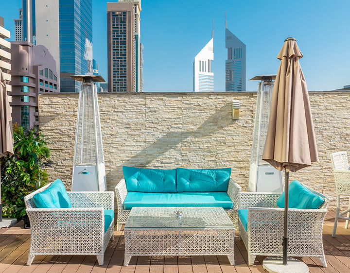 Arcuri Outdoor Sofa Set 2 Seater , 2 Single seater and 1 Center Table (Pearl White)