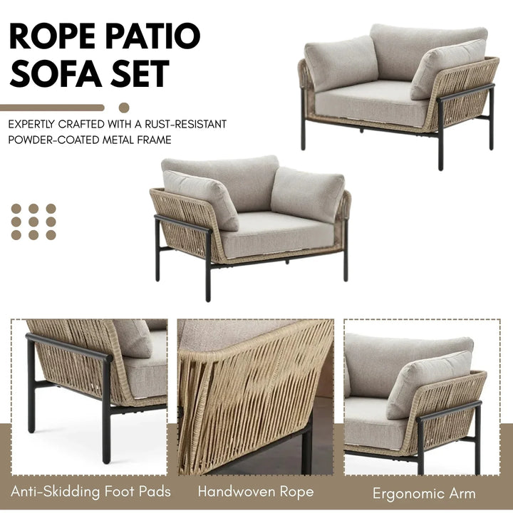 Tapasya Outdoor 4-Piece Rope Conversation Sofa Set