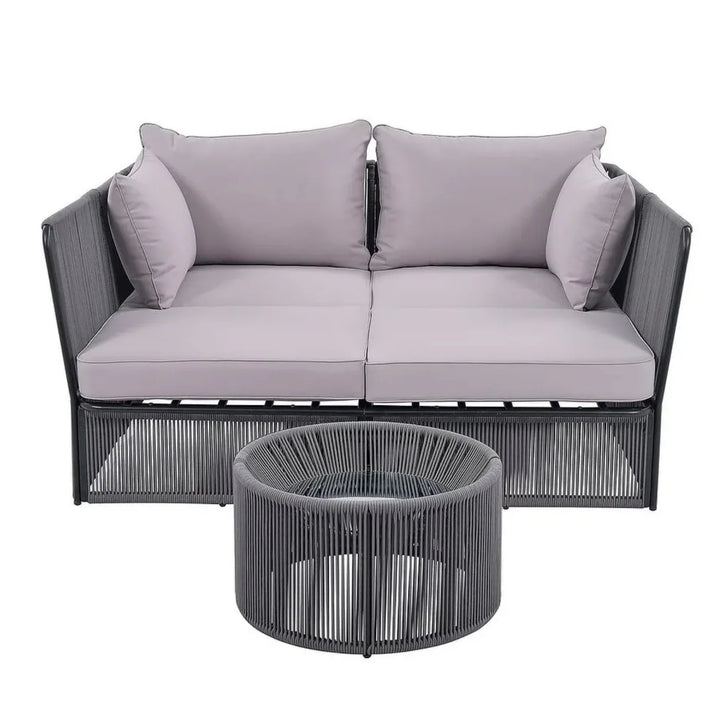 Bilha Outdoor Rope 2 Seater Patio Daybed With Side Table